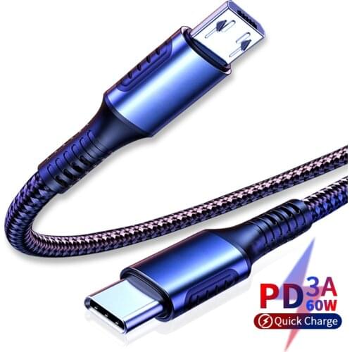 USB Type C To Micro Usb Cable.For Notebook USBC Port To Mobile Phone Micro USB Data Sync Fast Charging TypeC Charger Pd Cable
