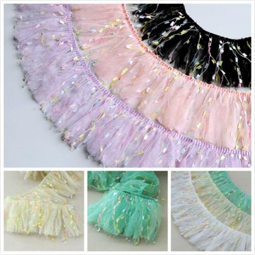 10cm Wide Candy Color Mesh Tassel Tulle Lace Fabric Line Home Decoration Accessories Skirt Dress Clothes DIY Toy Doll Sewing