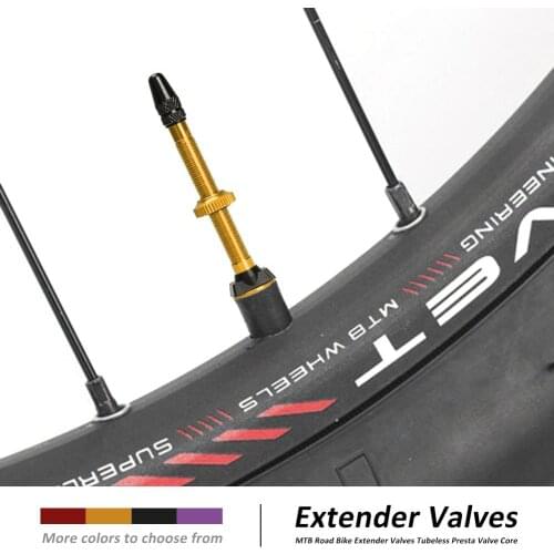 MTB Road Bike Extender Valves Ultra-light Aluminum Tubeless Valve Core Tubeless Presta Valve Stem for Bicycle Tubeless Tire