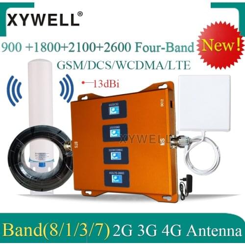 900 1800 2100 2600 Mhz Four-Band 4G Cellular Signal Amplifier Cell Phone GSM Repeater 2G 3G 4G Signal Booster GSM DCS WCDMA LTE