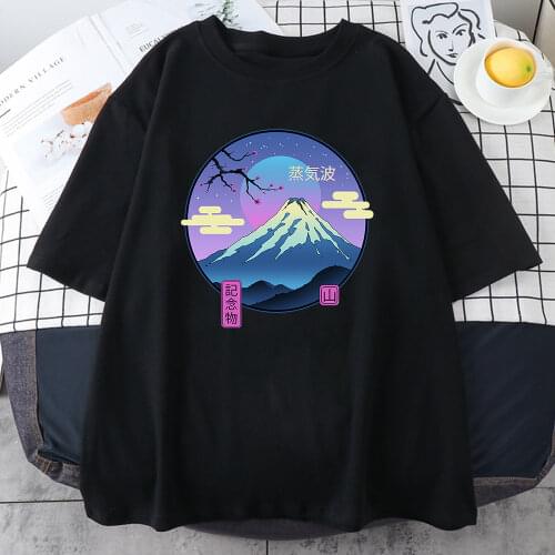 Vaporwave Mount Fuji Memorial Japan Style T-Shirt Women Hot sale Brand Top O-Neck Casual Clothes New Summer Short Sleeve T Shirt