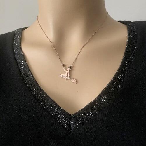 Witch 925 Sterling Silver Necklace Women Girls Gift Jewelry Accessories Fashion Handmade Elegant Chain