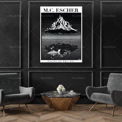 Vintage Exhibition Poster Escher Print Museum Print Black & White Art Print Replica