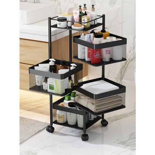 High Quality Rotating Metal Storage Rack Kitchen Floor-standing Multi-layer Fruit and Vegetable Basket Organizer Storage Shelf