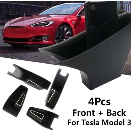4 Pcs Storage Box Car Organizer Seat Flocking Case Pocket Handle Pocket Door Side Pallet Armrest Container Box For Tesla Model 3