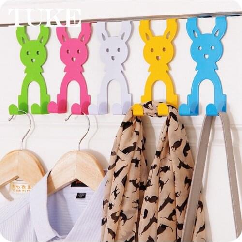1PC Cartoon Rabbit Door Hook Stainless Steel Kitchen Cabinet Clothes Hanger Hanger Hook Bathroom Accessories Hanger Hook