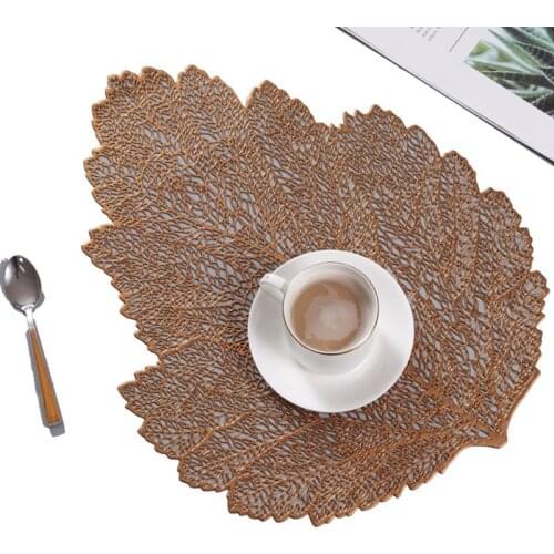 1Pcs Chic Elegant Nordic Style PVC Leaf Waterproof Table Mats Fashion Household Anti-scalding Hollow Coffee Pads Decoration