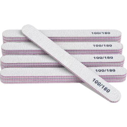 10pcs/lot Grey Sandpaper Nail File 100/180 For UV Gel Sanding Buffer Blocks Nail Grinding Polishing Manicure Nail Care Tools