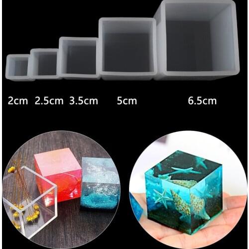 2/2.5/3.5/5/6.5cm Transparent Cube Square Epoxy Silicone Mould Pendant Jewelry Making Tools DIY Craft Home Decoration Resin Mold