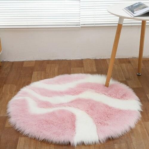 2019 Faux Fur Wool Living Room Sofa Carpet Plush Carpets Bedroom Cover Door Window Round Rugs Stitching color Carpets