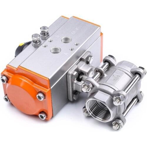 3/8" Three piece High Platform Pneumatic Ball Valve 304 Stainless steel Q611F-16P Double Acting Cylinder