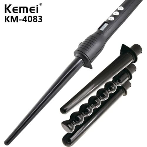 KEMEI 4 in 1 Hair Styler Hair Curlers Rollers Curling Iron LCD Ceramic Tourmaline Hair Curler Multi-function Styling Tools