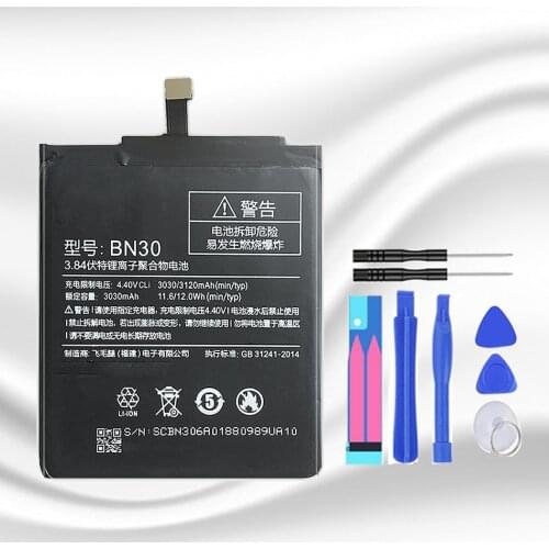 BN30 3030mAh Cell Phone Batteria Battery For Xiaomi Redmi 4A 4 A 5 Plus 5Plus BN 30 Bn30 Polymer Li-ion Batterie +Tracking Code