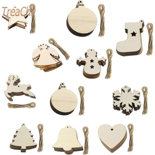 Christmas Tree Accessories Handmade Creative Diy Wood Crafts Christmas Pendant American Home Decoration Props 10Pcs/lot