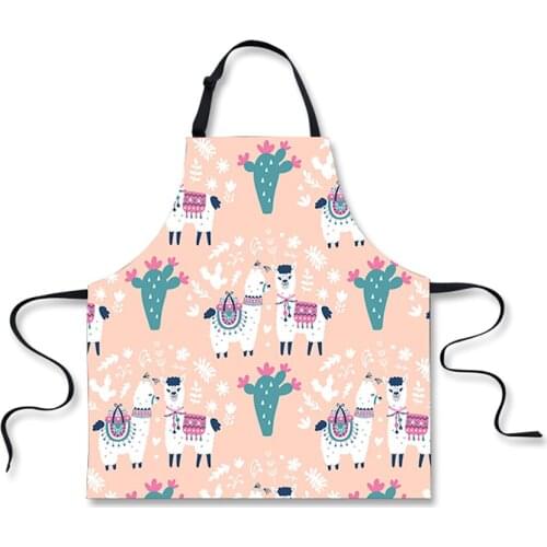 Alpaca Print Home Kitchen Aprons for Women Apron Kitchen Restaurant Bib Cooking Baking Accessories Woman Aprons 75*67cm Custom