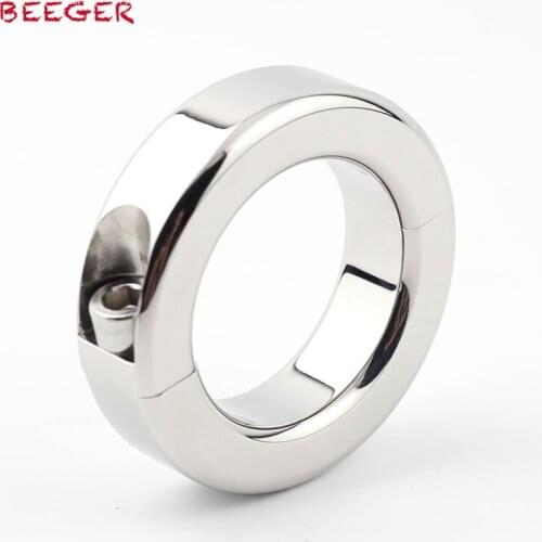 BEEGER Metal Locking Cock Ring, Cock Ring Locking Real Men CBT Sex Product