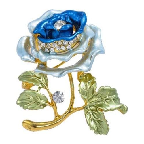 Bouquets 4 color Crystal Broches Women Broaches Enamel Rhinestone Bijoux Flower Brooch rose flower Lapel Pins X1454