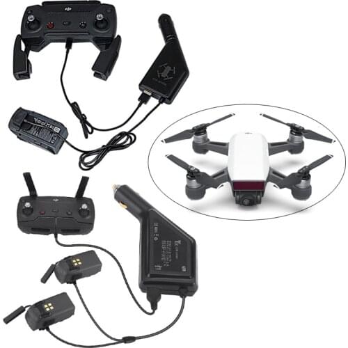 Fast Car Charger for DJI Spark Battery and Remote Controller Charging Hub Car Connector USB Adapter for Spark DJI Drone Charger
