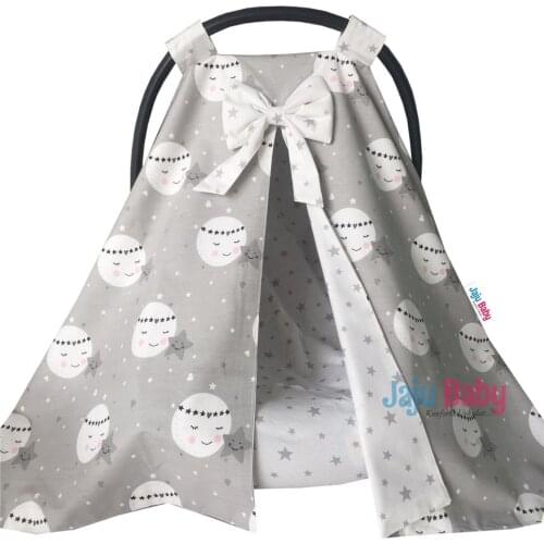 Jaju Baby Gray Smiling Moon Pattern Stroller Cover and Inner Linen