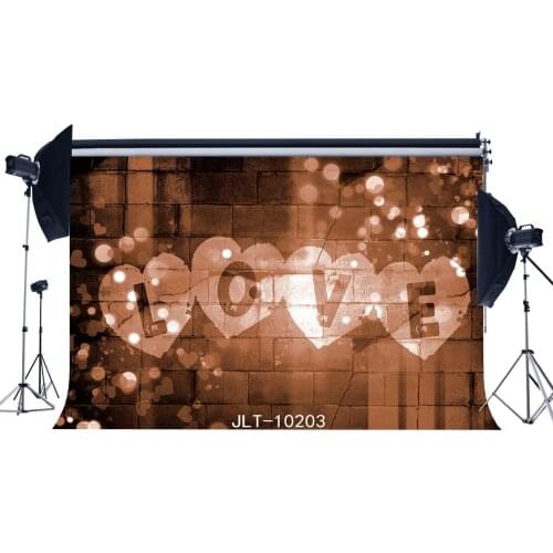Happy Valentines Day Backdrop Love Sweet Hearts Bokeh Glitter Sequins Grunge Brick Wall Romantic Photography Background
