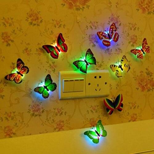 Butterfly Shape LED Night Light Led Color Change Flashing Christmas Wall Nightlights Butterfly Wall Decoration Supplies Led Lamp