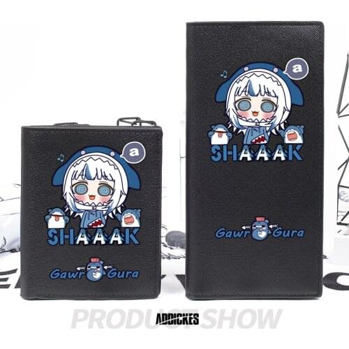 Hololive Moneybag Vtuber Gawr Gura Kawaii Anime Cute Shark Pu Leather Wallet Men Boy Bifold Credit Card Holder Short Purse Male