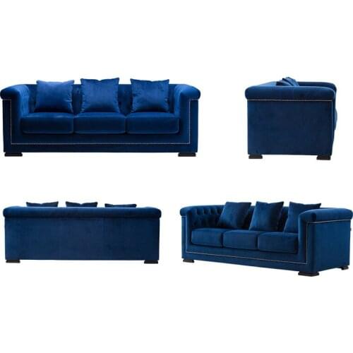 Blue color classical sofa modern minimalist fabric soft sofa house furniture sales sofa