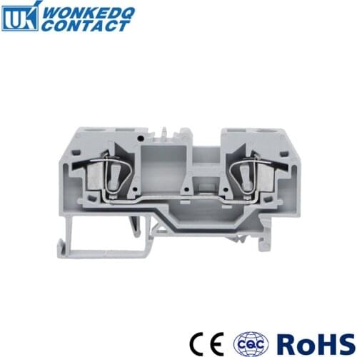 10Pcs 282-901 Connector DIN Mount Spring Cage Connection Terminal Blocks 2 Conductor through