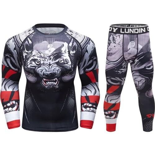 Cody Lundin MMA Men Compression Sportswear Suits Gym Tights Training Clothes Workout Jogging Sports Set Running Rashguard Tracks