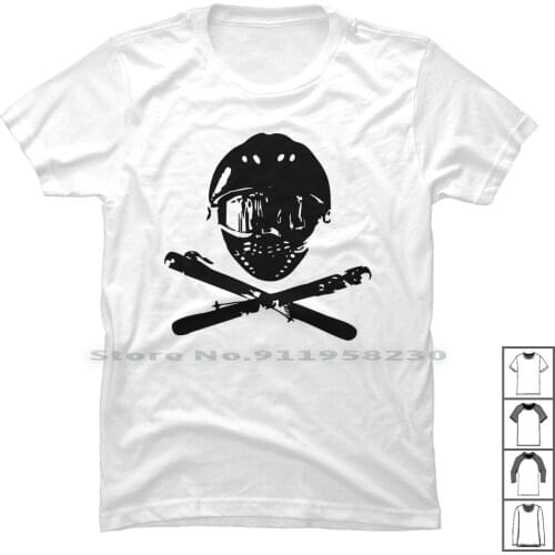 Ski Snowboard Mask Skull & Crossbones T Shirt 100% Cotton Snowboard Crossbone Skull Cross Board Games Tage Snow Ross Bone Mask