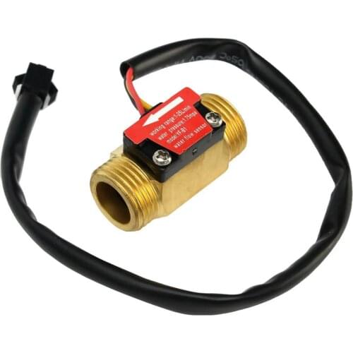 Full Copper Water Flow Sensor 1.75Mpa G1/2 Pulse Hall Flow Meter Switch 1-25L/Min