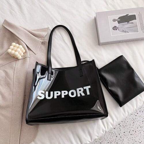 Fashion Jelly Clear Transparent Shoulder Bags for Women 2021 New Large Capacity Tote Zipper Pouch Shopping Composite Bag Handbag