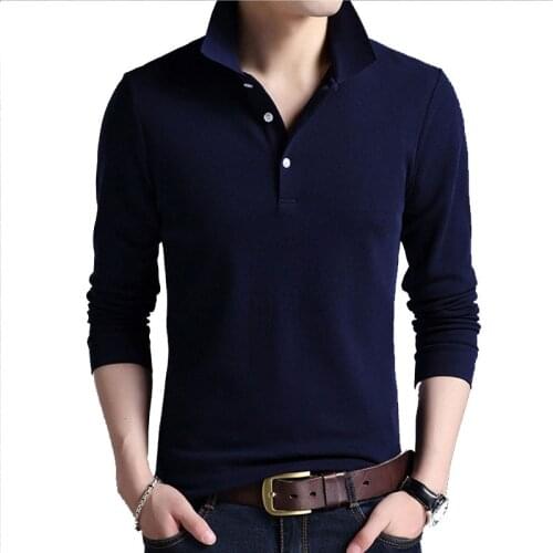 Hot Sale PoloShirt Men Brand New Spring Autumn Mens Casual Fashion Cotton Solid Long Sleeve Tee Shirts Wholesale