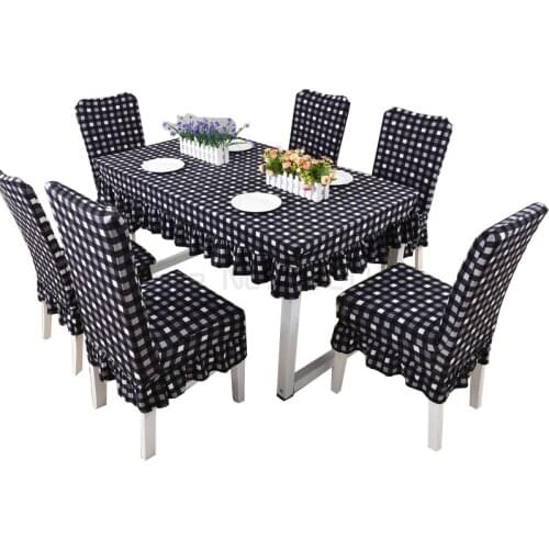 Household Stretch Chair Covers and Tablecloth Set Hotel Restaurant European Chair Covers Table Cover Set Nappe De Table