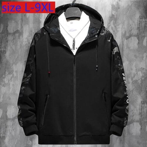 New Fashion Super Large Spring Autumn Men Large Coat Casual Jacket Hooded Cardigan Loose plus Size LXL2XL3XL4XL5XL6XL7XL8XL 9XL