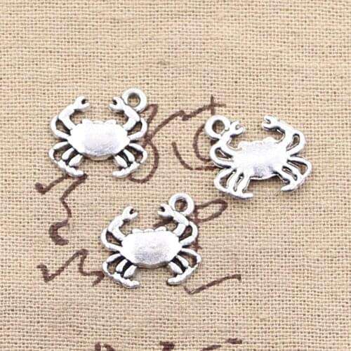 25pcs Charms Crab 15x16mm Antique Silver Color Plated Pendants Making DIY Handmade Tibetan Silver Color Jewelry
