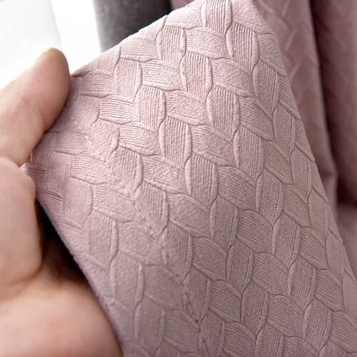 Custom curtains luxury Nordic Simple modern flannel Jacquard thick PINK cloth blackout curtain tulle drapes M713