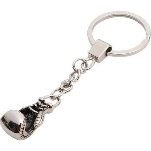 Silver Plated Metal Mini Boxing Glove Pendant Keyring Key Chain Bag Ornament
