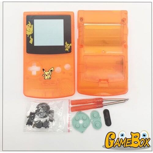 Clear Orange Housing Shell Case for Nintend GBC Pika GameBoy Color Full Set Housing Case Shell for GBC with Colorful Keypress