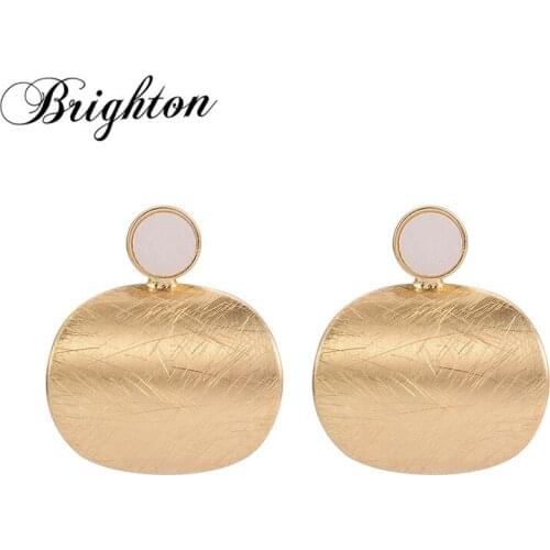 Brighton Exaggerated Curved Geometric Metal Stud Earrings For Women Jewelry Party Gold Silver Color Punk Statement Bijou Gift