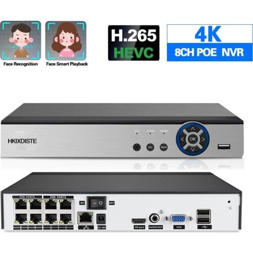 Face record&playback 8Ch NVR POE Full HD 8MP 4K IP network video recorder CCTV NVR 4K ONVIF For IP Camera Security System 2T HDD