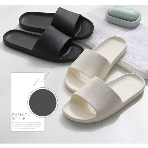 Summer Home Women Slippers Simple Black White Couples Shoes Non-slip Bathroom Slides Flip Flops Indoor Men Soft Bottom Slippers