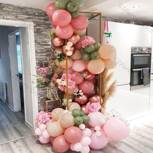 80pcs Cream Peach Balloon Garland Arch Kit Dusty Pink Sage Green Gold Baby Shower Balloons Gender Reveal Birthday Party Supplies
