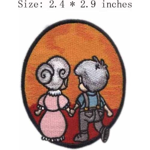 The girl and boy 2.4"wide embroidery patch for decoratie patch/agujas para ropa/embroidery logo
