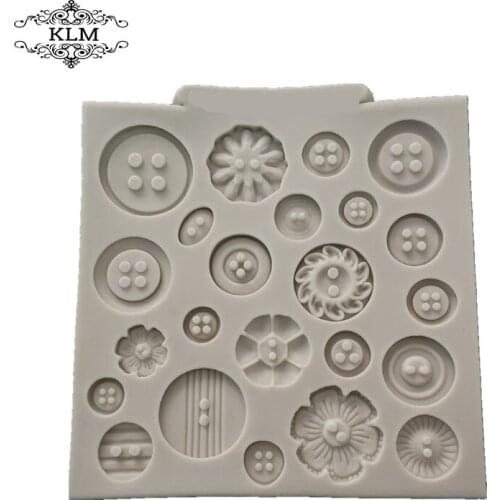 23 Holes Silicone Fondant Cake Decoration Mold Buttons and Flowers Shape Chocolate Decorating Tools