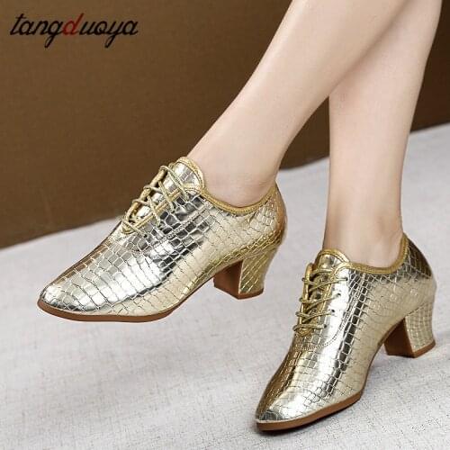 PU Leather Latin Dance Shoes For Women International Modern Dance Shoes Ladies Ballroom Waltz Tango Foxtrot Quick Step Shoes