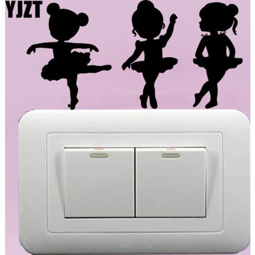 YJZT Little Girls Ballet School Dancer Ballerina Fashion Bedroom Vinyl Wall Decal Switch Sticker Decor 8SS-2683