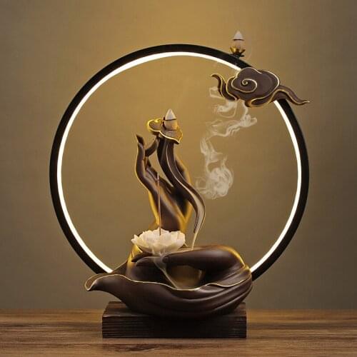 Fun Zen Backflow Incense Burner Chinese Aromatherapy Incense Burner Landscape Buddha Creative Indoor Home Decor I60B