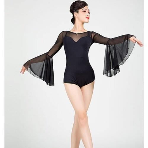 Lady Latina Stage Performance Tops Mesh Latin Dance Top For Women Long Sleeves Ballroom Dance Wear Salsa Practice Outfit JL1059