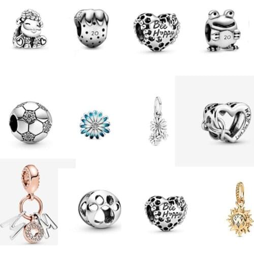 100% 925 Sterling Silver World Spring Girl Pink Flowers Hollow Petals charm Fit Pan Bracelet